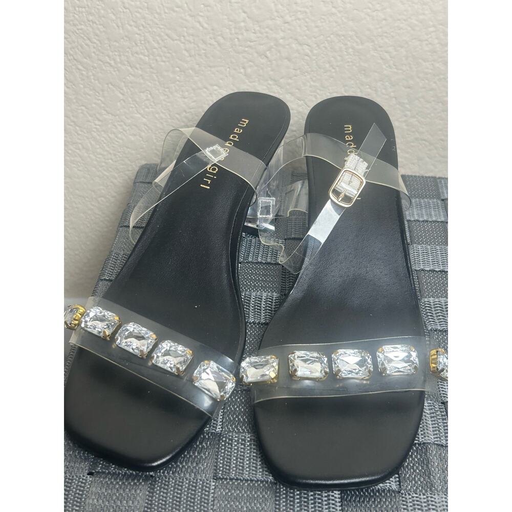 Madden Women's Size 6.5 Heels Clear Acrylic Block Heel Sandals Rhinestones - Picture 10 of 10